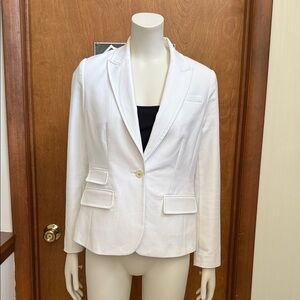 Banana Republic Factory Petite White One Button Suit Blazer Gently Worn 2P